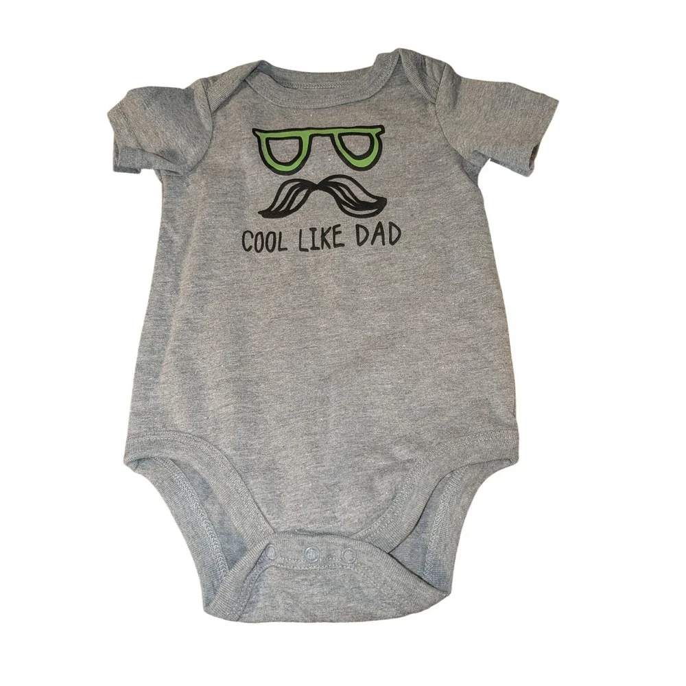 Carter's Baby Boy Cool Like Dad Gray Bodysuit and Denim Pants Outfit‎ Set 3M - Picture 2 of 3